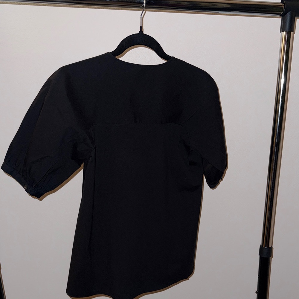 Theory Black Blouse with Bow - Picture 3 of 4
